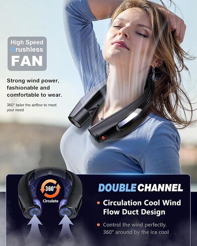 ZEEFO Portable Neck Fan, Hands Free Personal Fan- 6000mAh Battery Operated, Ultra-Quiet USB Rechargeable Fan with 6 Adjustable Speeds, Cooling Wearable Fan for Home, Office, Outdoor, Travel in Saudi Arabia