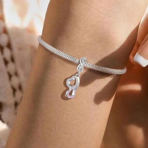 Newsoul 925 Silver Charms for Necklaces and Bracelets Infinite Heart Dangle Pendants Rainbow White Clouds Beads Jewelry Charms Gifts for Women in Saudi Arabia