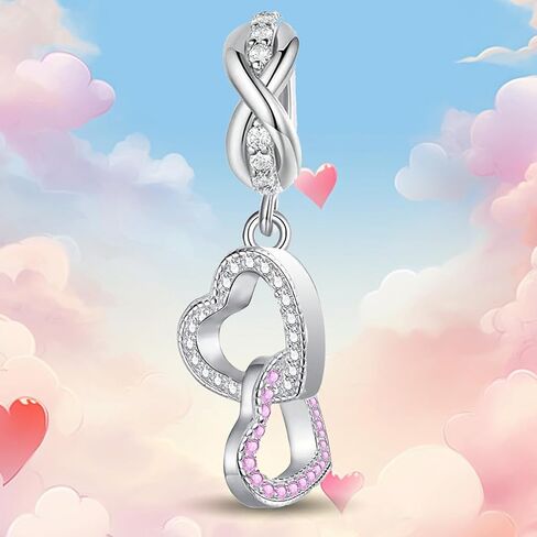 Newsoul 925 Silver Charms for Necklaces and Bracelets Infinite Heart Dangle Pendants Rainbow White Clouds Beads Jewelry Charms Gifts for Women in Saudi Arabia