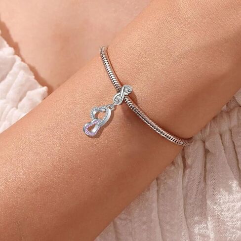 Newsoul 925 Silver Charms for Necklaces and Bracelets Infinite Heart Dangle Pendants Rainbow White Clouds Beads Jewelry Charms Gifts for Women in Saudi Arabia