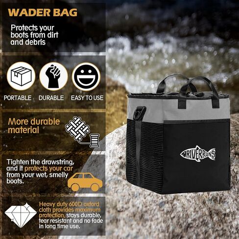 Riverruns Fishing Hunting Wader Bag with Vented Mesh, Waders Boots Bag, Fly Fishing Storage Bag for Fishing, Hiking, Camping (Khaki, Medium 30L) in Saudi Arabia