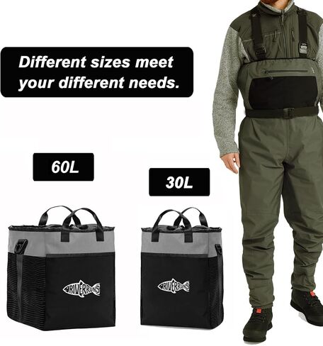 Riverruns Fishing Hunting Wader Bag with Vented Mesh, Waders Boots Bag, Fly Fishing Storage Bag for Fishing, Hiking, Camping (Khaki, Medium 30L) in Saudi Arabia