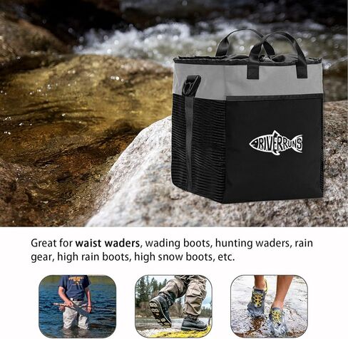 Riverruns Fishing Hunting Wader Bag with Vented Mesh, Waders Boots Bag, Fly Fishing Storage Bag for Fishing, Hiking, Camping (Khaki, Medium 30L) in Saudi Arabia