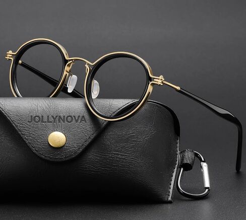 Tate Retro Titanium Acetate Prescription Glasses Frame，Luxury Round Eyeglasses with Blue Light Lenses 48-24-148mm in Saudi Arabia