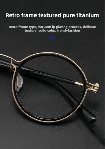 Tate Retro Titanium Acetate Prescription Glasses Frame，Luxury Round Eyeglasses with Blue Light Lenses 48-24-148mm in Saudi Arabia