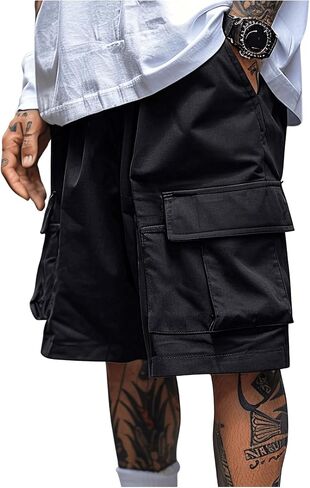Verdusa Men's Elastic Waist Drawstring Side Pocket Cargo Shorts in Saudi Arabia