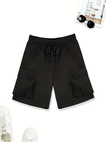 Verdusa Men's Elastic Waist Drawstring Side Pocket Cargo Shorts in Saudi Arabia