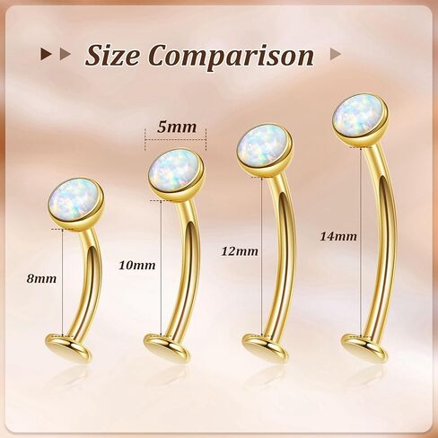 14G F136 Titanium Floating Belly Button Rings for Women Petite Flat Back CZ Belly Rings Opal Barbell Heart Curved Navel Ring Internally Threaded Belly Piercing Jewelry 8/10/12/14mm in Saudi Arabia