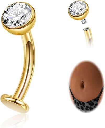 14G F136 Titanium Floating Belly Button Rings for Women Petite Flat Back CZ Belly Rings Opal Barbell Heart Curved Navel Ring Internally Threaded Belly Piercing Jewelry 8/10/12/14mm in Saudi Arabia