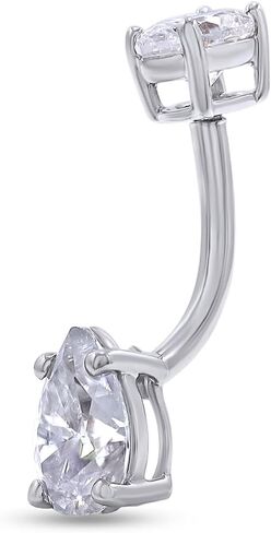 Savearth Diamonds 2 قيراط مختبر Pear Lab الذي خلق Moissanite Diamond Belly Butly Rings Navel Rings مجوهرات ثقب الجسم للنساء في الذهب 14K على الفضة الاسترليني (VVS1 ، 2.00 CTTW) in Saudi Arabia
