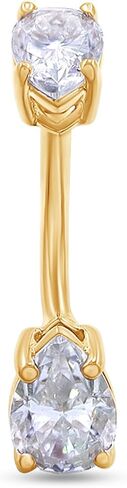 SAVEARTH DIAMONDS 2 Carat Pear Cut Lab Created Moissanite Diamond Belly Button Navel Rings Body Piercing Jewelry For Women In 14K Gold Over Sterling Silver (VVS1, 2.00 Cttw) in Saudi Arabia