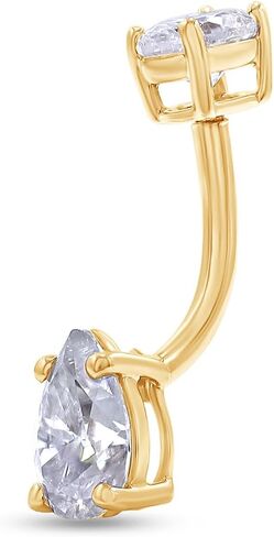 SAVEARTH DIAMONDS 2 Carat Pear Cut Lab Created Moissanite Diamond Belly Button Navel Rings Body Piercing Jewelry For Women In 14K Gold Over Sterling Silver (VVS1, 2.00 Cttw) in Saudi Arabia