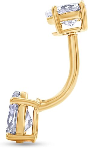 SAVEARTH DIAMONDS 2 Carat Pear Cut Lab Created Moissanite Diamond Belly Button Navel Rings Body Piercing Jewelry For Women In 14K Gold Over Sterling Silver (VVS1, 2.00 Cttw) in Saudi Arabia