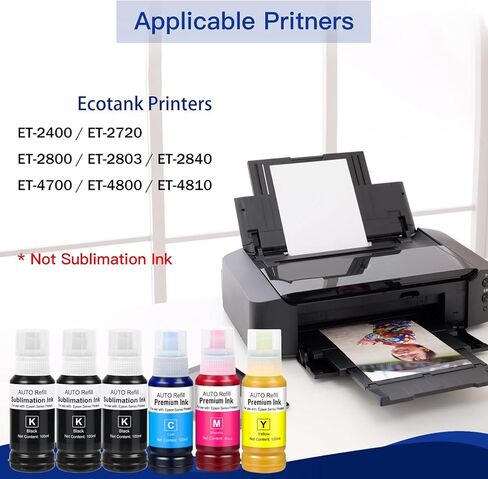 522 Ink Refill Bottles Replace Epson 522 Ink for Epson EcoTank ET-2400, ET-2803, ET-4800, ET-2800, ET-2840, ET-4810, ET-4700, Epson EcoTank ET-2720（BK C M Y, 385ml） in Kuwait