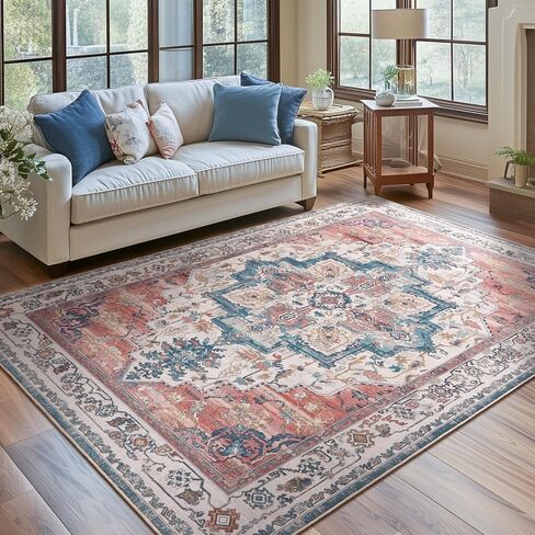 Moody Congended 2x8 Runner Rugs لمدخل الممرات ، ميدالية عتيقة عداء السجاد المطبخ/غرفة النوم بجانب السرير/غرفة الغسيل/الحمام منخفضة الوبر قابلة للغسل ، بني متعدد/الزيتون in Kuwait