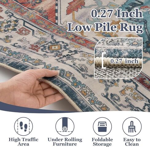 Moody Congended 2x8 Runner Rugs لمدخل الممرات ، ميدالية عتيقة عداء السجاد المطبخ/غرفة النوم بجانب السرير/غرفة الغسيل/الحمام منخفضة الوبر قابلة للغسل ، بني متعدد/الزيتون in Kuwait