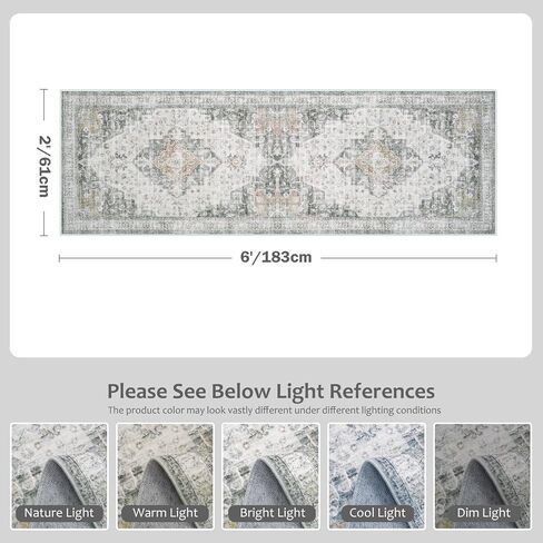 LIVEBOX Washable Kitchen Runner Rug,2x6 Boho Carpet Runners for Hallway,Low Pile Rug Runners Non Skid for Bedroom Entryway Laundry,Taupe in Saudi Arabia
