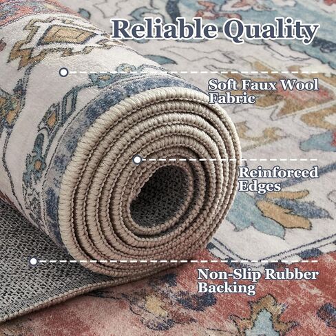 Moody Congended 2x8 Runner Rugs لمدخل الممرات ، ميدالية عتيقة عداء السجاد المطبخ/غرفة النوم بجانب السرير/غرفة الغسيل/الحمام منخفضة الوبر قابلة للغسل ، بني متعدد/الزيتون in Kuwait