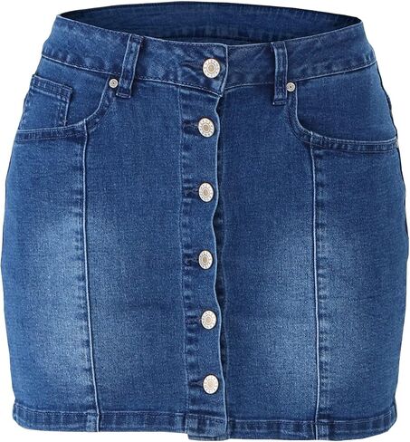 LONGYIDA Women's Casual Short Denim Skirt Y2K Stretchy Jean Skirt Washed Frayed A-Line Denim Jean Short Skirt in Saudi Arabia