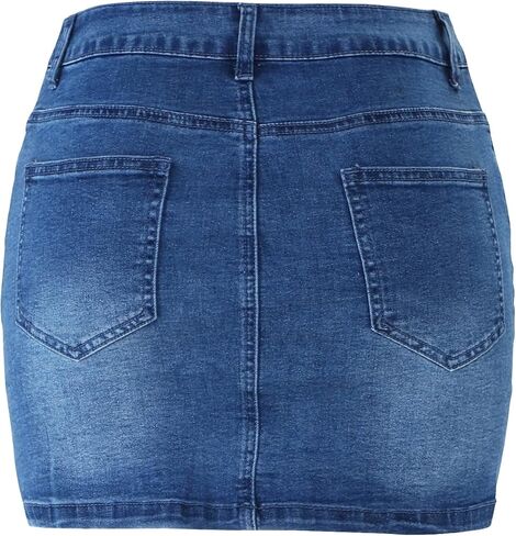 LONGYIDA Women's Casual Short Denim Skirt Y2K Stretchy Jean Skirt Washed Frayed A-Line Denim Jean Short Skirt in Saudi Arabia