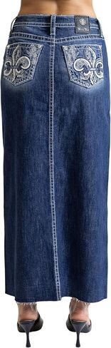 Miss Me Women's Fleur de Lis Mid-Rise Maxier Skirt in Saudi Arabia
