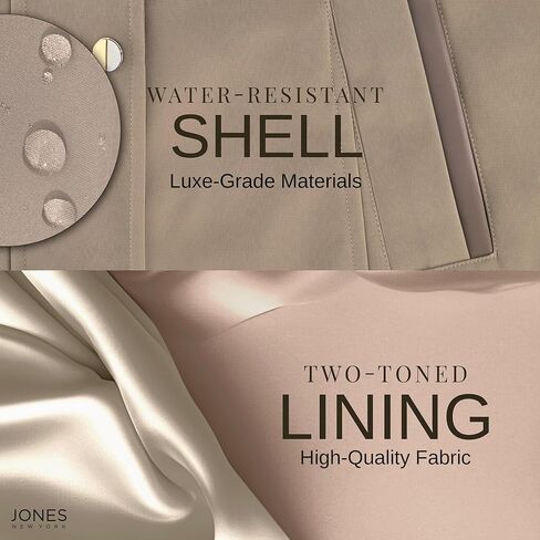 Jones NY Two-Tone Womens Jacket with Removable Hood, Long Winter Coats for Women in Kuwait