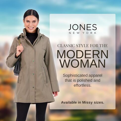 Jones NY Two-Tone Womens Jacket with Removable Hood, Long Winter Coats for Women in Kuwait