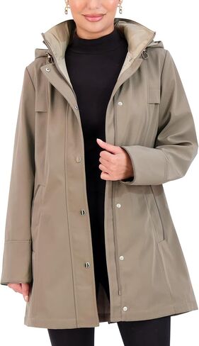 Jones NY Two-Tone Womens Jacket with Removable Hood, Long Winter Coats for Women in Kuwait