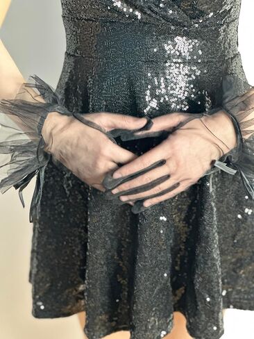Women's Short Lace Bridal Wedding Gloves Tulle Hallowmas Costume Tea Party Gloves Sheer Gloves in Kuwait