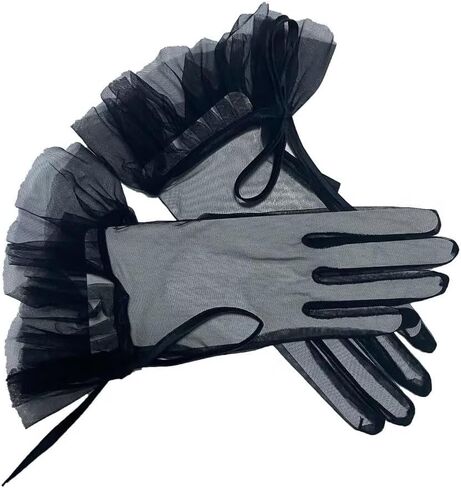 Women's Short Lace Bridal Wedding Gloves Tulle Hallowmas Costume Tea Party Gloves Sheer Gloves in Kuwait