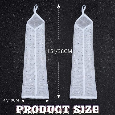 Rhinestone Fingerless Long Gloves Bridal Wedding Pearl Gloves for Women in Saudi Arabia