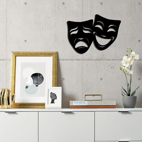 VALINSKY Comedy and Tragedy Theater Mask Metal Wall Art Mask Wall Decor Masks Laugh Cry Decor Drama Wall Decorations Theater Metal Sign for Living Room Theater Lovers Gifts in Saudi Arabia