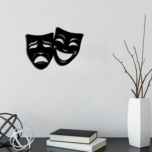 VALINSKY Comedy and Tragedy Theater Mask Metal Wall Art Mask Wall Decor Masks Laugh Cry Decor Drama Wall Decorations Theater Metal Sign for Living Room Theater Lovers Gifts in Saudi Arabia