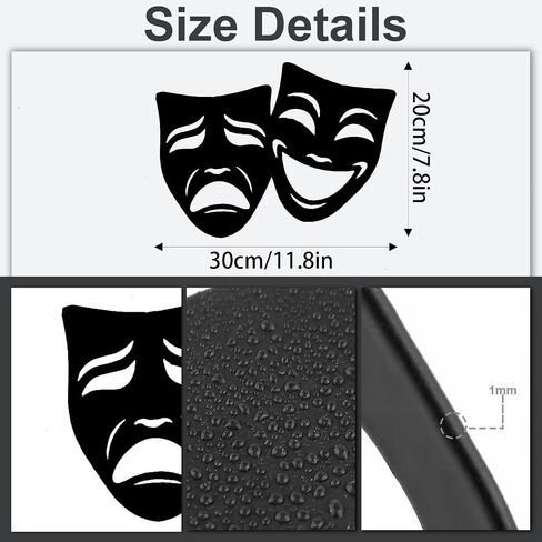 VALINSKY Comedy and Tragedy Theater Mask Metal Wall Art Mask Wall Decor Masks Laugh Cry Decor Drama Wall Decorations Theater Metal Sign for Living Room Theater Lovers Gifts in Saudi Arabia
