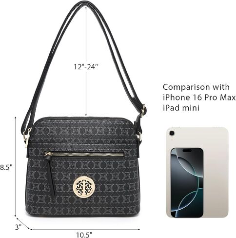MKP COLLECTION Womens Fashion Crossbody Bag Medium Shoulder Purse with Adjustable Strap Multi Pockets for Travel Daily Use in Kuwait