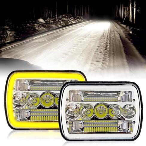5x7 7x6 inch LED Headlights,H6054 LED Lights Replacement Kit Rectangular Sealed Beam with DRL/Turn Signal 6500K Cool White Compatible with Wrangler YJ Cherokee XJ MJ Chevy GMC Kenworth in Kuwait