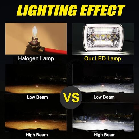 5x7 7x6 inch LED Headlights,H6054 LED Lights Replacement Kit Rectangular Sealed Beam with DRL/Turn Signal 6500K Cool White Compatible with Wrangler YJ Cherokee XJ MJ Chevy GMC Kenworth in Kuwait