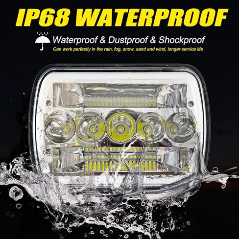 5x7 7x6 inch LED Headlights,H6054 LED Lights Replacement Kit Rectangular Sealed Beam with DRL/Turn Signal 6500K Cool White Compatible with Wrangler YJ Cherokee XJ MJ Chevy GMC Kenworth in Kuwait