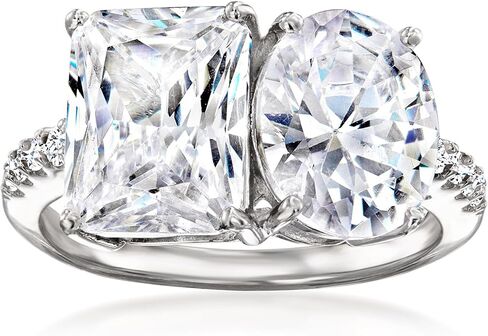 Ross-Simons 6.80 ct. t.w. CZ Toi Et Moi Ring in Sterling Silver in Saudi Arabia