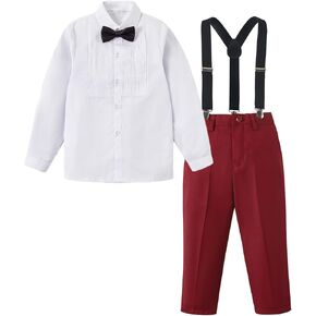 Boihedy Boy Formal Suit Set Toddler Boy Suspender Outfit