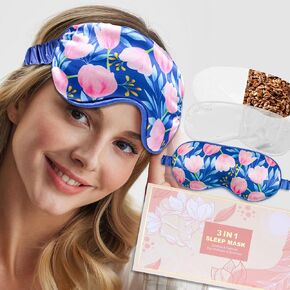 3-in-1 Heated & Cooling Eye Mask for Dry Eyes, Relaxation & Sleeping - Weighted Multipurpose Design with Flaxseed, Removable Cold Gel Pad Insert(Blue)