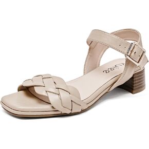 Women's Heels Chunky Heeled Sandals Bradied Low Block Pump Heel Ankle Strappy Dressy Sandals Square Open Toe Wedding Party Shoes for Women.