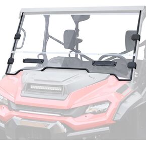SAUTVS Front Full Windshield for Honda Pioneer 1000 2016-2025, Combined Clear Dustproof Hard Coat Poly Vented Front Window Full Windscreen for Honda Pioneer 1000-3 1000-5 1000-6 2016-2025 Accessories