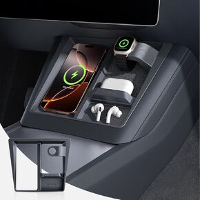 Yonzee 3-in-1 شحن اللاسلكي Hub Mount-هندسة لـ Tesla Model 3 2025/2024 Refresh (Highland) ومتوافق مع طراز جديد Y 2025 Refresh Juniper [Watch Charger غير مدرج]