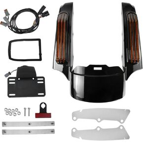HDBUBALUS Motorcycle Rear Fender Fascia LED Light Fit for Harley Touring Road Glide Street Glide Electra Glide Road King Ultra Limited 14-2019 Gloss Black