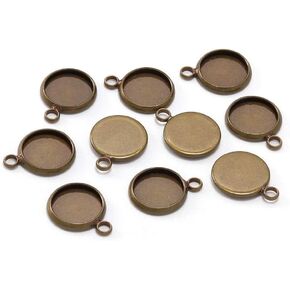 20pcs/lot Antique Bronze 25mm Round Cabochon Base Tray Bezels Blank Setting Supplies for Jewelry Making Findings DIY Making Necklace Bracelet Pendant 1 inch Jewelry Beading and Jewelry Making