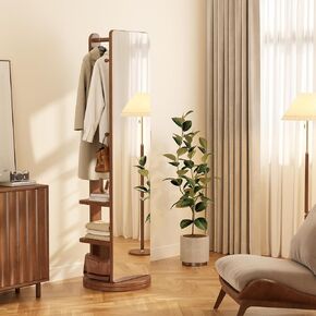 69"X19"Full Length Mirror with Stand,Floor Mirror,Multifunctional Design Panel with Hooks,Swivel Mirror with Storage for Bedroom, Living Room, Cloakroom