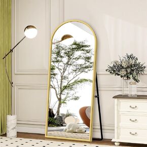 57 "× 18" مرآة كاملة الطول مع حامل أو إطار من سبائك الألومنيوم المقوسة ، والمكانة متعددة الاستخدامات ، أو معلقة ، أو مرآة حائط/أرضية مائلة لغرفة النوم ، أو غرفة المعيشة ، أو المدخل ، والذهب