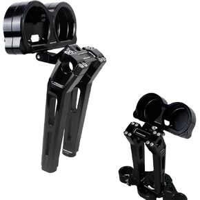 POWER JAMES Black 10.0" Tall Handlebar Risers with Dual Instrument Module Bracket with 1.0" Clamping Area Fits Harley Davidson 2015-24 Road Glide FLTR FLTRSE