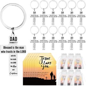 24 PCS Phathers Day -keychain Gifts for Church ، Christian Keychain Gifts Bible Bible Ceyyring Cros Dender Dender Device Gift Bulk Inspiration Closs